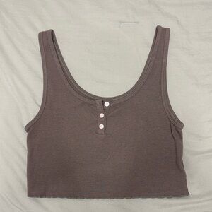 American Eagle Outfitters Brown Ribbed Crop Top